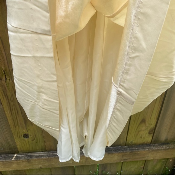 Classic sleeveless formal A line maxi dress wedding formal pleats cream S - Picture 9 of 15